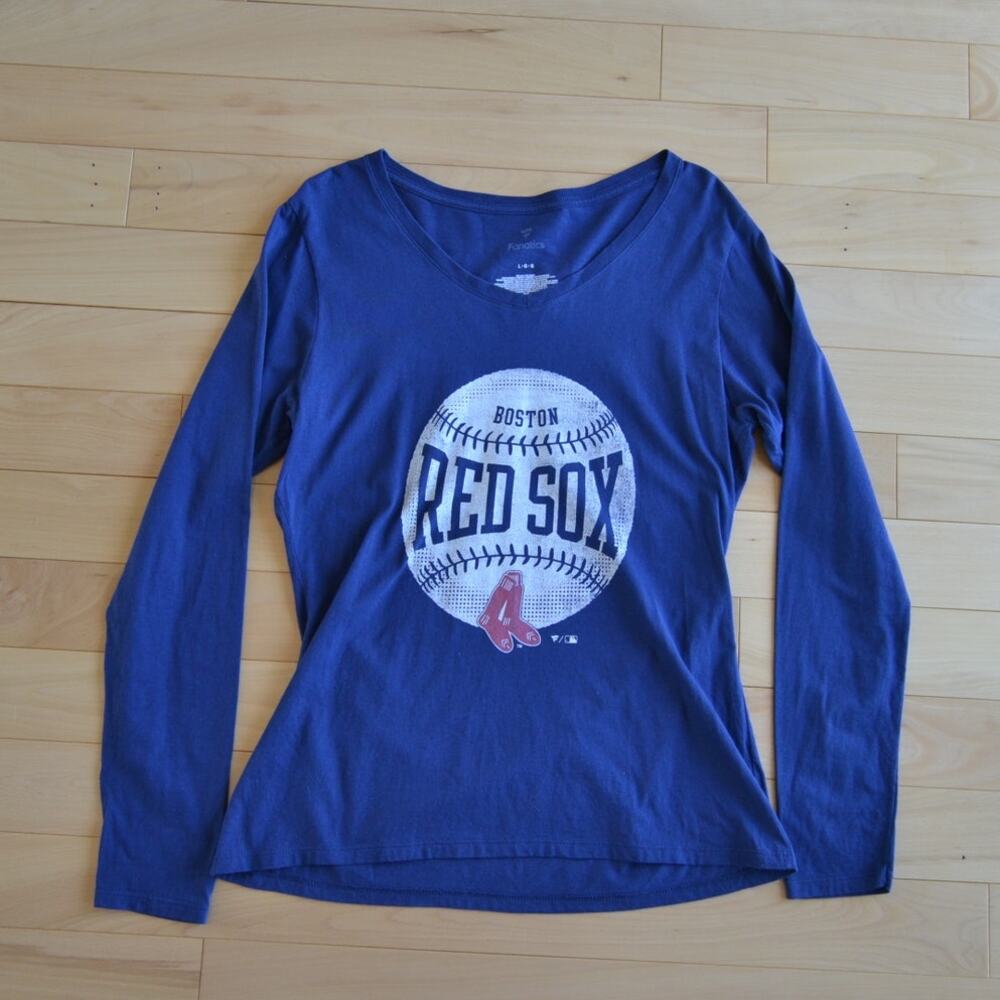 Fanatic Boston Red Sox V Neck Long Sleeve Tee Size Large